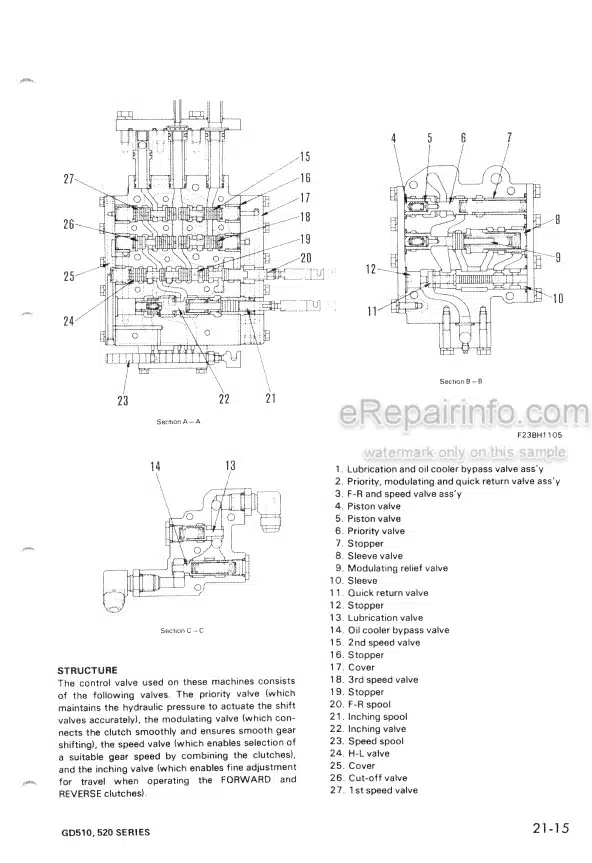 Photo 5 - Komatsu GD510 GD520 Series Shop Manual Motor Grader SEBMG5250107