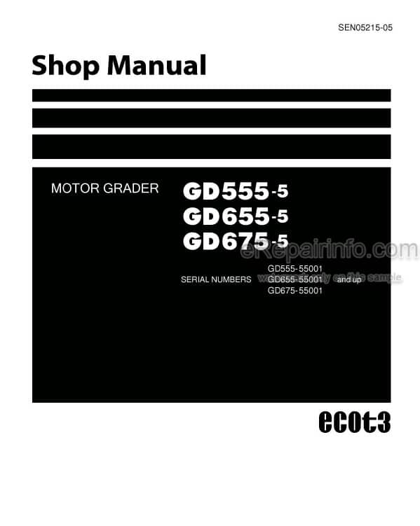 Photo 4 - Komatsu GD555-5 GD655-5 GD675-5 Shop Manual Motor Grader SEN05215-05