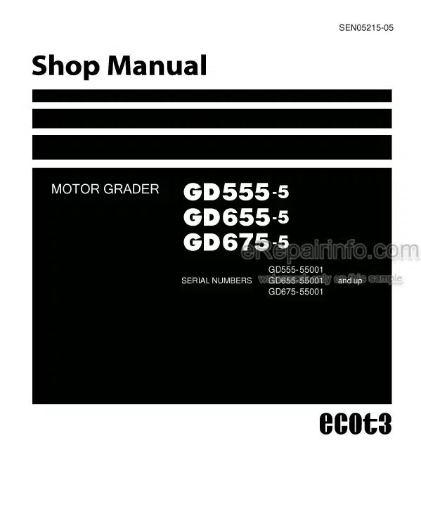 Photo 4 - Komatsu GD555-5 GD655-5 GD675-5 Shop Manual Motor Grader SEN05215-05
