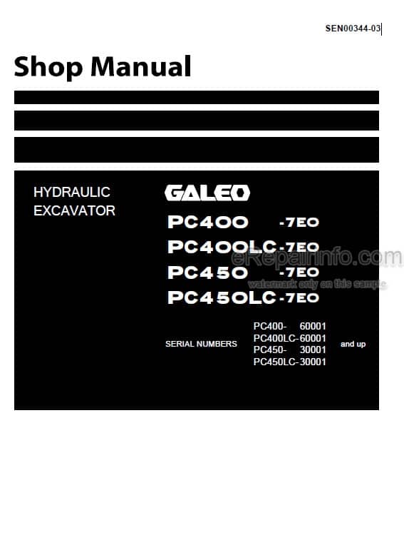 Photo 4 - Komatsu Galeo PC400-7E0 PC400LC-7E0 PC450-7E0 PC450LC-7E0 Shop Manual Excavator SEN00344-03