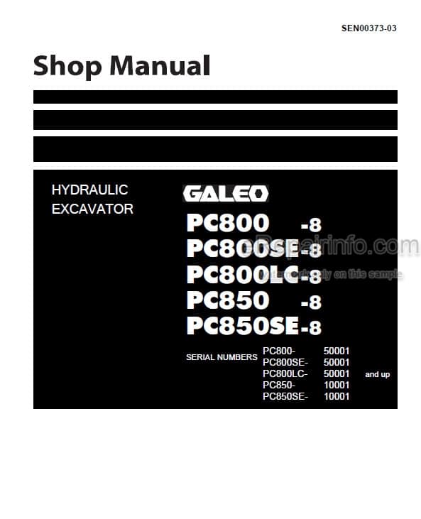 Photo 4 - Komatsu Galeo PC800-8 PC800SE-8 PC800LC-8 PC850-8 PC850SE-8 Shop Manual Excavator SEN00373-03