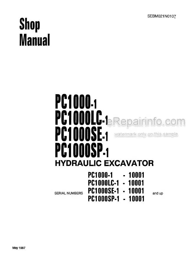Photo 4 - Komatsu PC1000-1 PC1000LC-1 PC1000SE-1 PC1000SP-1 Shop Manual Excavator SEBM021N0107