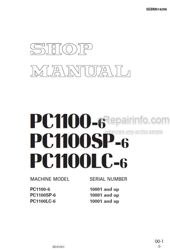 Photo 5 - Komatsu PC1100-6 PC1100SP-6 PC1100LC-6 Shop Manual Excavator SEBM014206