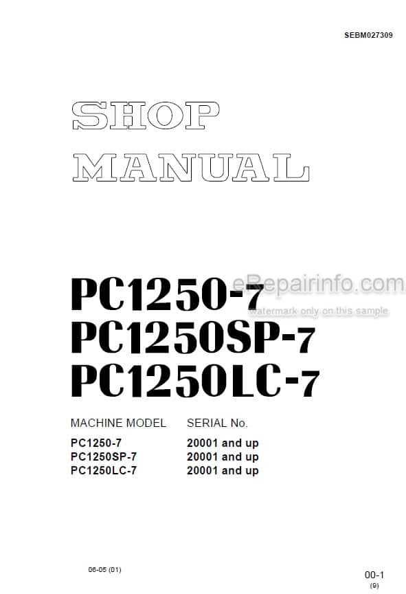 Photo 4 - Komatsu PC1250-7 PC1250SP-7 PC1250LC-7 Shop Manual Excavator SEBM027309