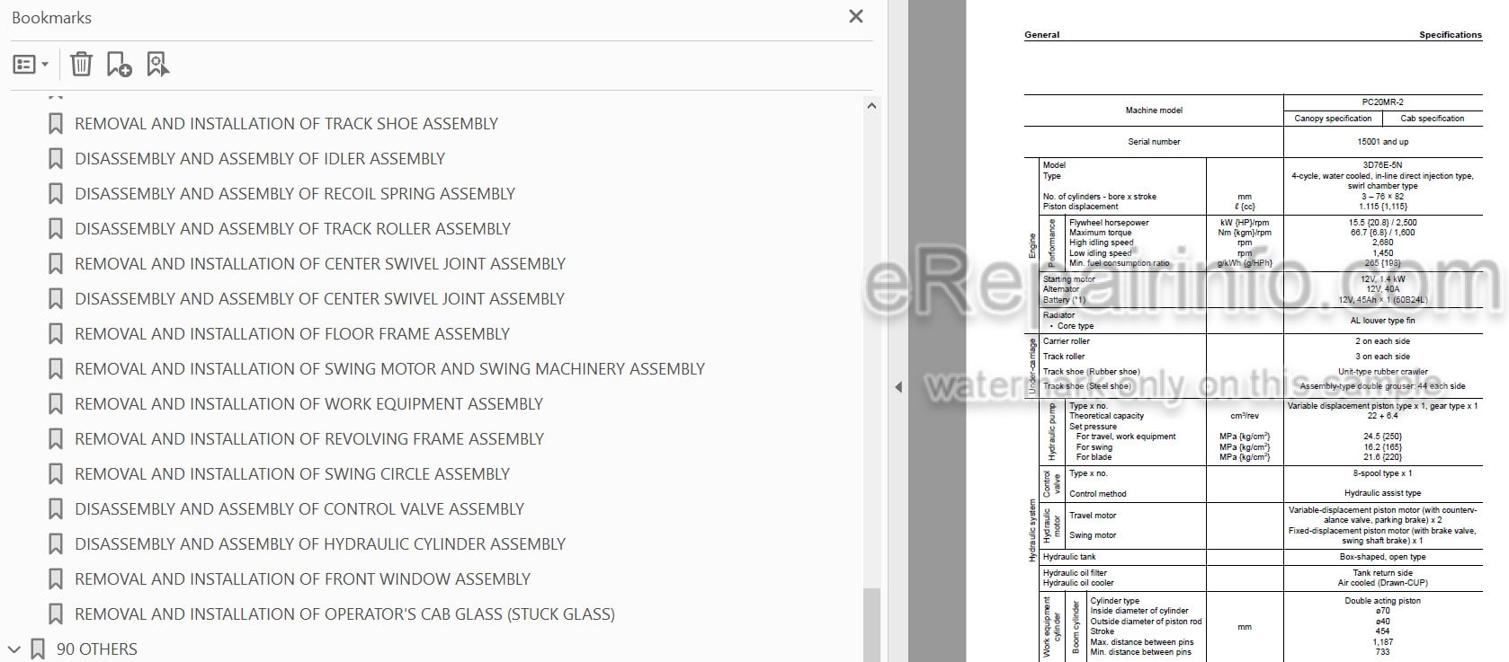 Photo 3 - Komatsu PC20MR-2 Shop Manual Excavator SEBM037001