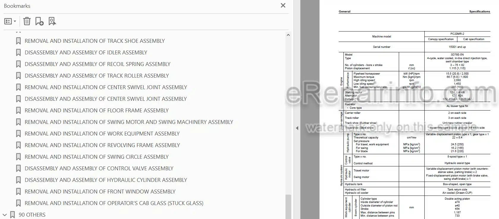 Photo 3 - Komatsu PC20MR-2 Shop Manual Excavator SEBM037001