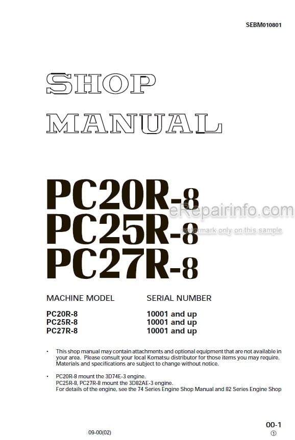 Photo 6 - Komatsu PC20R-8 PC25R-8 PC27R-8 Shop Manual Excavator SEBM010801