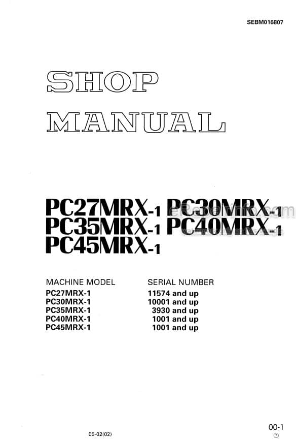 Photo 5 - Komatsu PC27MRX-1 PC30MRX-1 PC35MRX-1 PC40MRX-1 PC45MRX-1 Shop Manual Excavator SEBM016807