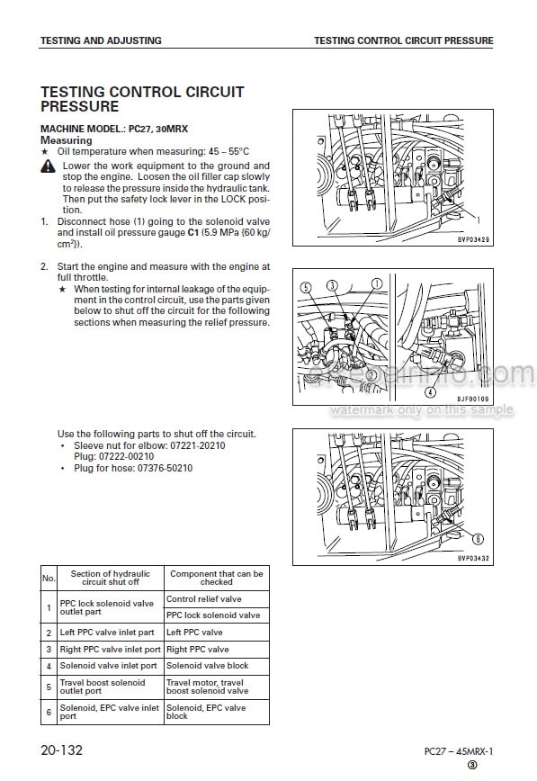 Photo 3 - Komatsu PC27MRX-1 PC30MRX-1 PC35MRX-1 PC40MRX-1 PC45MRX-1 Shop Manual Excavator SEBM016807