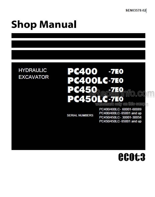 Photo 4 - Komatsu PC400-7E0 PC400LC-7E0 PC450-7E0 PC450LC-7E0 Shop Manual Excavator SEN03578-02