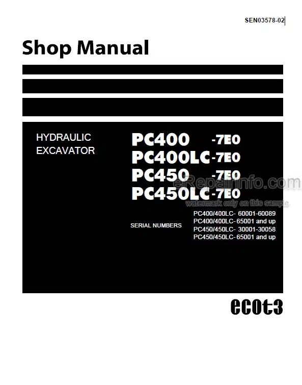 Photo 4 - Komatsu PC400-7E0 PC400LC-7E0 PC450-7E0 PC450LC-7E0 Shop Manual Excavator SEN03578-02