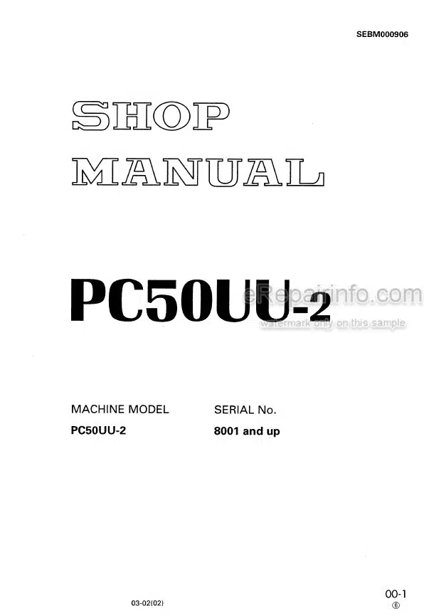Photo 5 - Komatsu PC50UU-2 Shop Manual Excavator SEBM000906