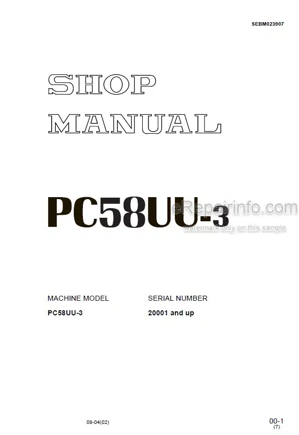 Photo 4 - Komatsu PC58UU-3 Shop Manual Excavator SEBM023907