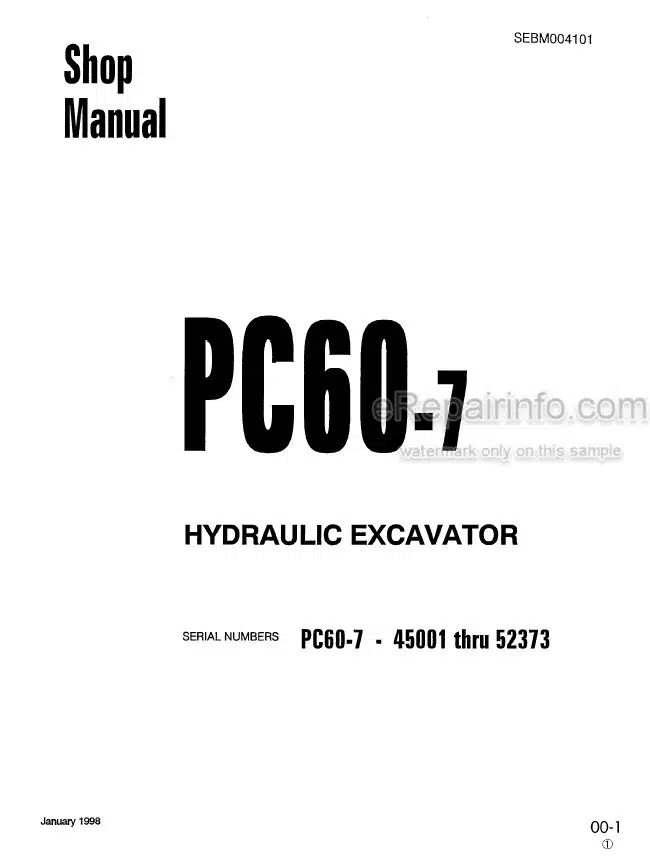 Photo 4 - Komatsu PC60-7 Shop Manual Excavator SEBM004101