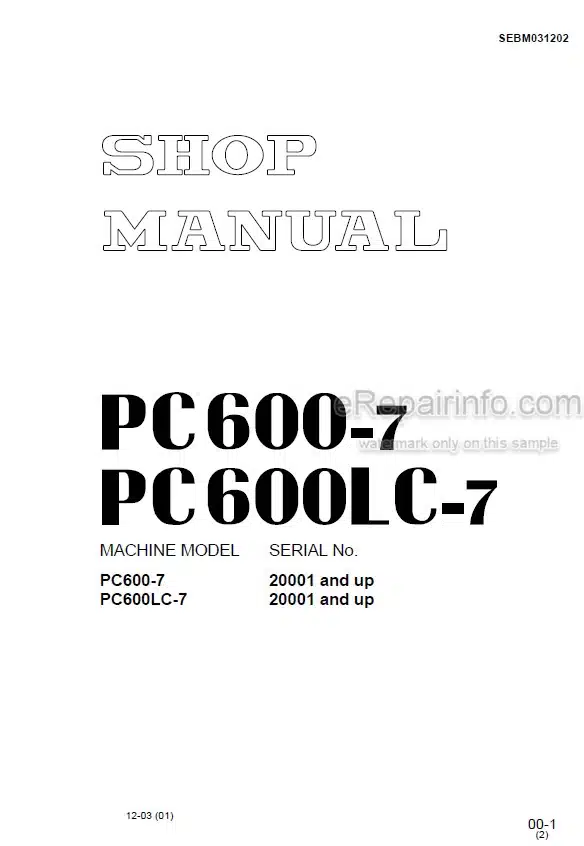 Photo 5 - Komatsu PC600-7 PC600LC-7 Shop Manual Excavator SEBM031202