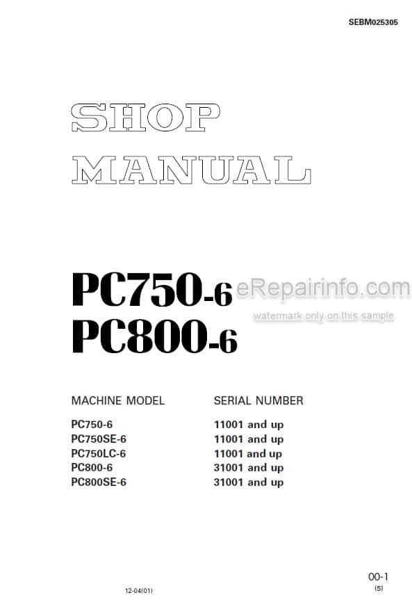 Photo 4 - Komatsu PC750-6 PC750SE-6 PC750LC-6 PC800-6 PC800SE-6 Shop Manual Excavator SEBM025305