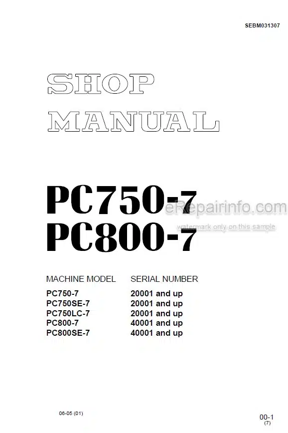 Photo 4 - Komatsu PC750-7 PC750SE-7 PC750LC-7 PC800-7 PC800SE-7 Shop Manual Excavator SEBM031307