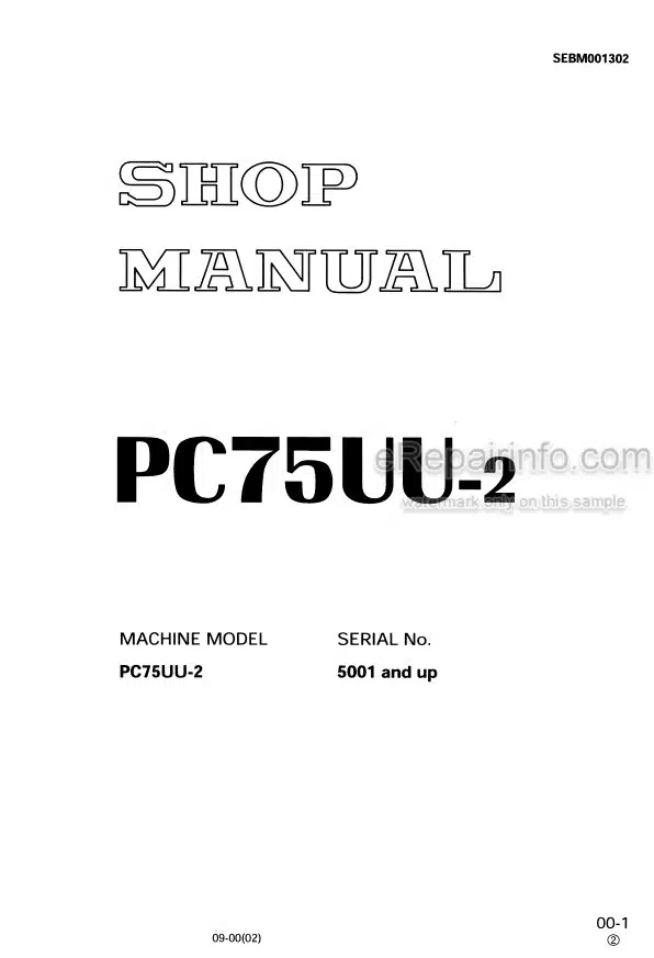 Photo 4 - Komatsu PC75UU-2 Shop Manual Excavator SEBM001302