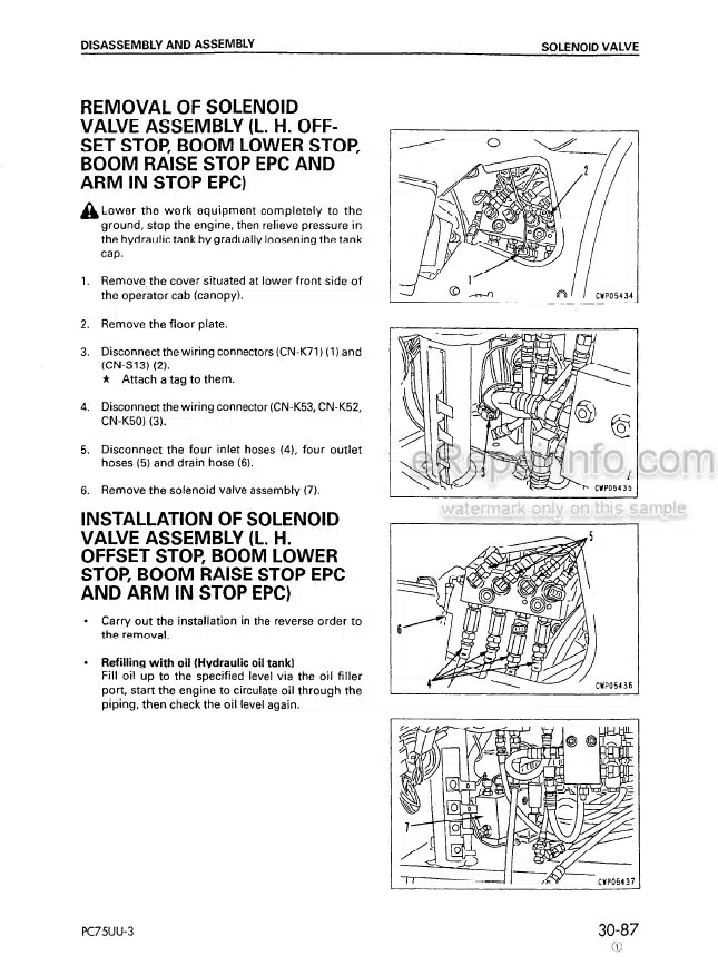 Photo 11 - Komatsu PC75UU-3 Shop Manual Excavator SEBM016404