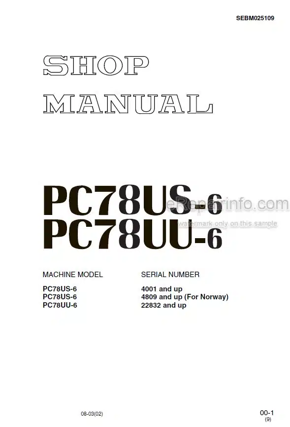 Photo 4 - Komatsu PC78US-6 PC78UU-6 Shop Manual Excavator SEBM025109
