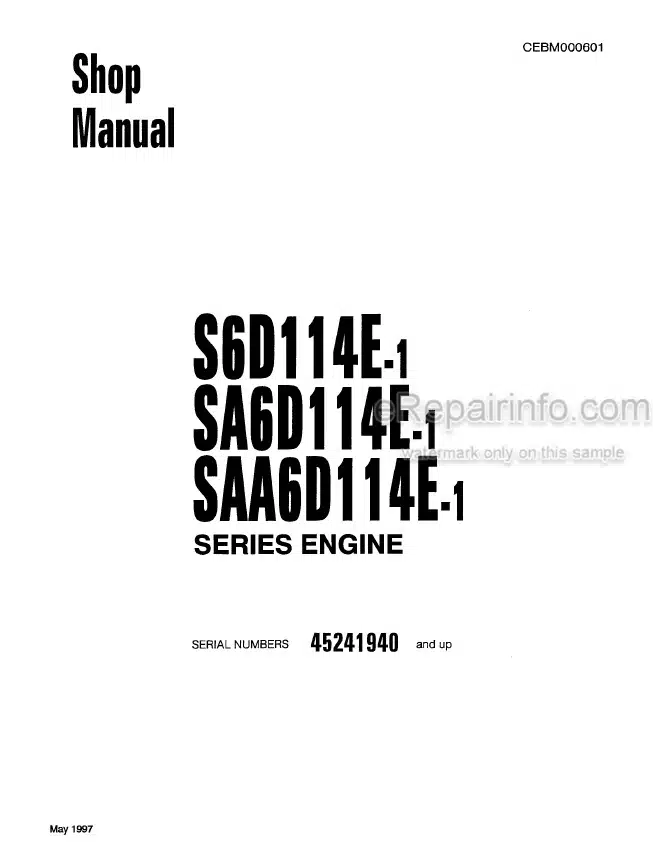 Photo 5 - Komatsu S6D114E-1 SA6D114E-1 SAA6D114E-1 Shop Troubleshooting Repair Manual Engine CEBM000601