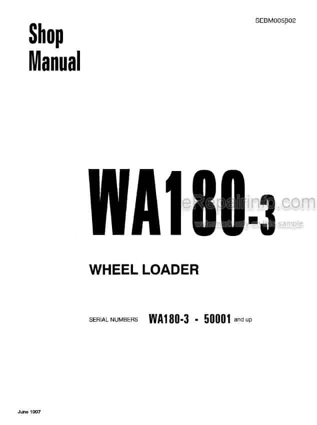 Photo 4 - Komatsu WA180-3 Shop Manual Wheel Loader SEBM005802