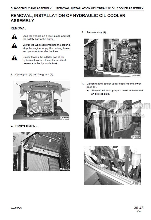 Photo 3 - Komatsu WA250-5 WA250PT-5 Shop Manual Wheel Loader SEBM033205