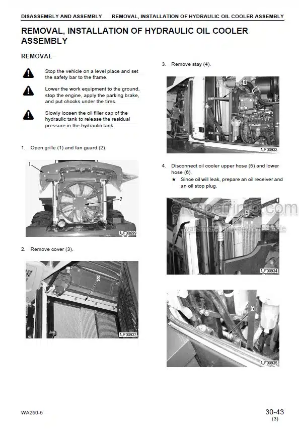 Photo 7 - Komatsu WA250-5 WA250PT-5 Shop Manual Wheel Loader SEBM033205