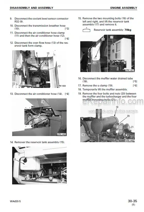 Photo 4 - Komatsu WA430-5 Shop Manual Wheel Loader SEBM025405