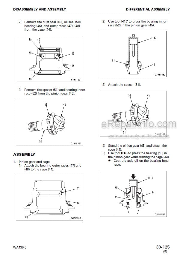 Photo 6 - Komatsu WA430-5 Shop Manual Wheel Loader SEBM025405