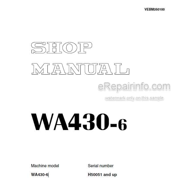 Photo 4 - Komatsu WA430-6 Shop Manual Wheel Loader