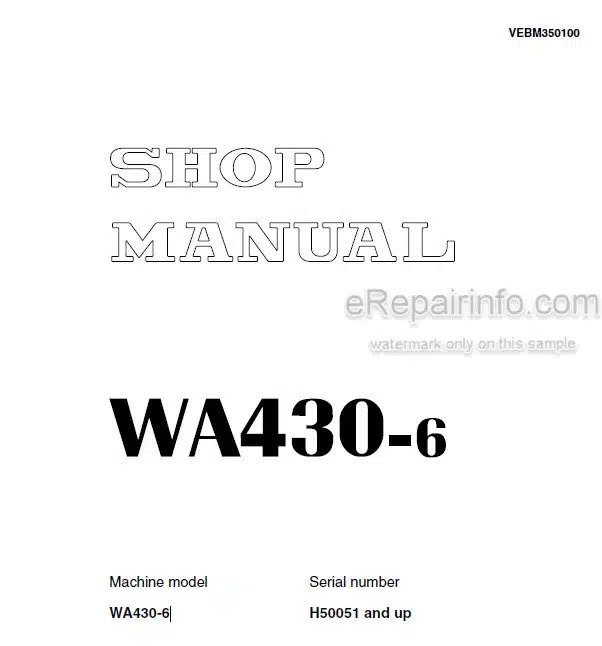 Photo 4 - Komatsu WA430-6 Shop Manual Wheel Loader