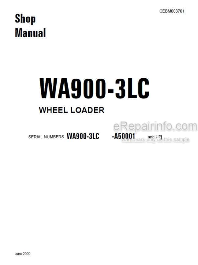 Photo 4 - Komatsu WA900-3 Shop Manual Wheel Loader CEBM003701