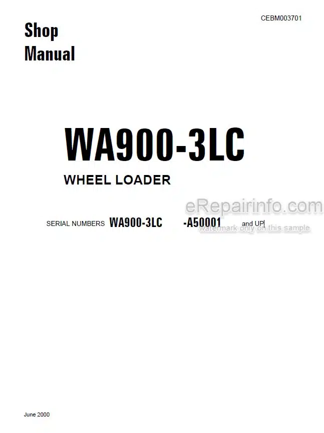 Photo 4 - Komatsu WA900-3 Shop Manual Wheel Loader CEBM003701