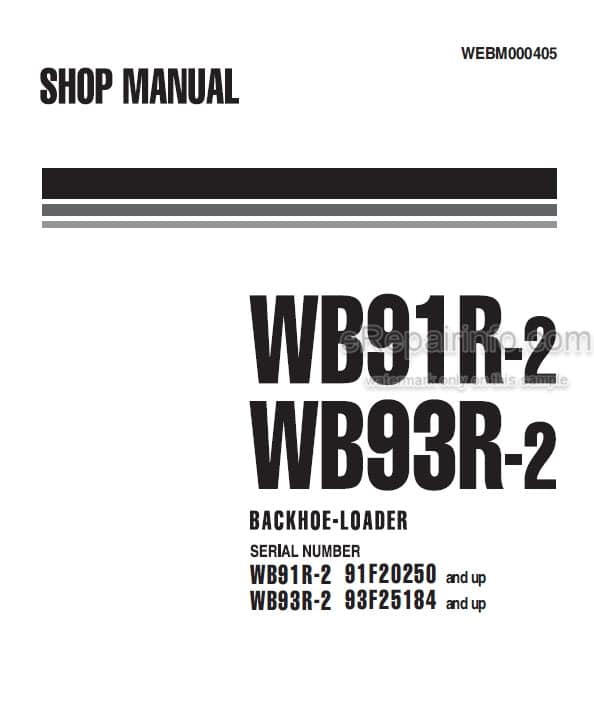 Photo 4 - Komatsu WB91R-2 WB93R-2 Shop Manual Backhoe Loader WEBM000405