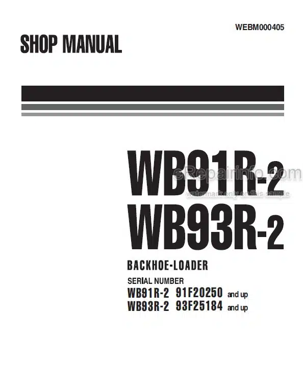 Photo 4 - Komatsu WB91R-2 WB93R-2 Shop Manual Backhoe Loader WEBM000405