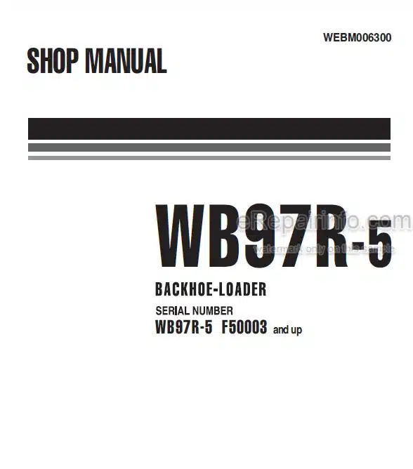 Photo 4 - Komatsu WB97R-5 Shop Manual Backhoe Loader WEBM006300