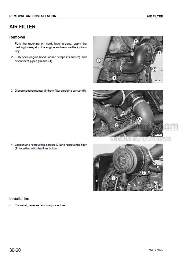 Photo 4 - Komatsu WB97R-5 Shop Manual Backhoe Loader WEBM006300