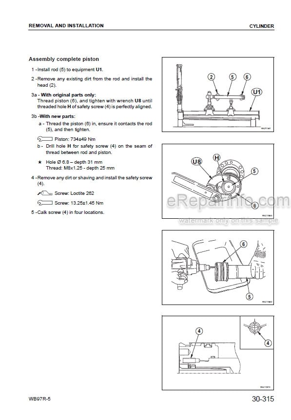 Photo 6 - Komatsu WB97R-5 Shop Manual Backhoe Loader WEBM006300