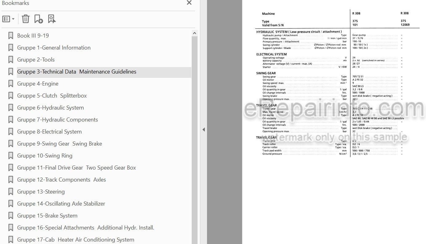 Photo 3 - Liebherr A308 A310 A310B A312 A316 R308 R310B R312 Service Manual Wheel Excavator