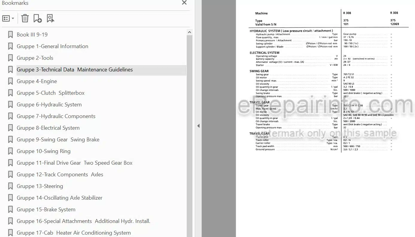 Photo 3 - Liebherr A308 A310 A310B A312 A316 R308 R310B R312 Service Manual Wheel Excavator