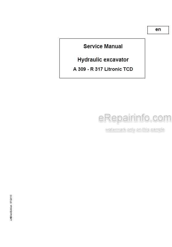 Photo 5 - Liebherr A309TCD A311TCS A312TCD A314TCD A316TCD R313TCD R317TCD Litronic TCD Service Manual Hydraulic Excavator