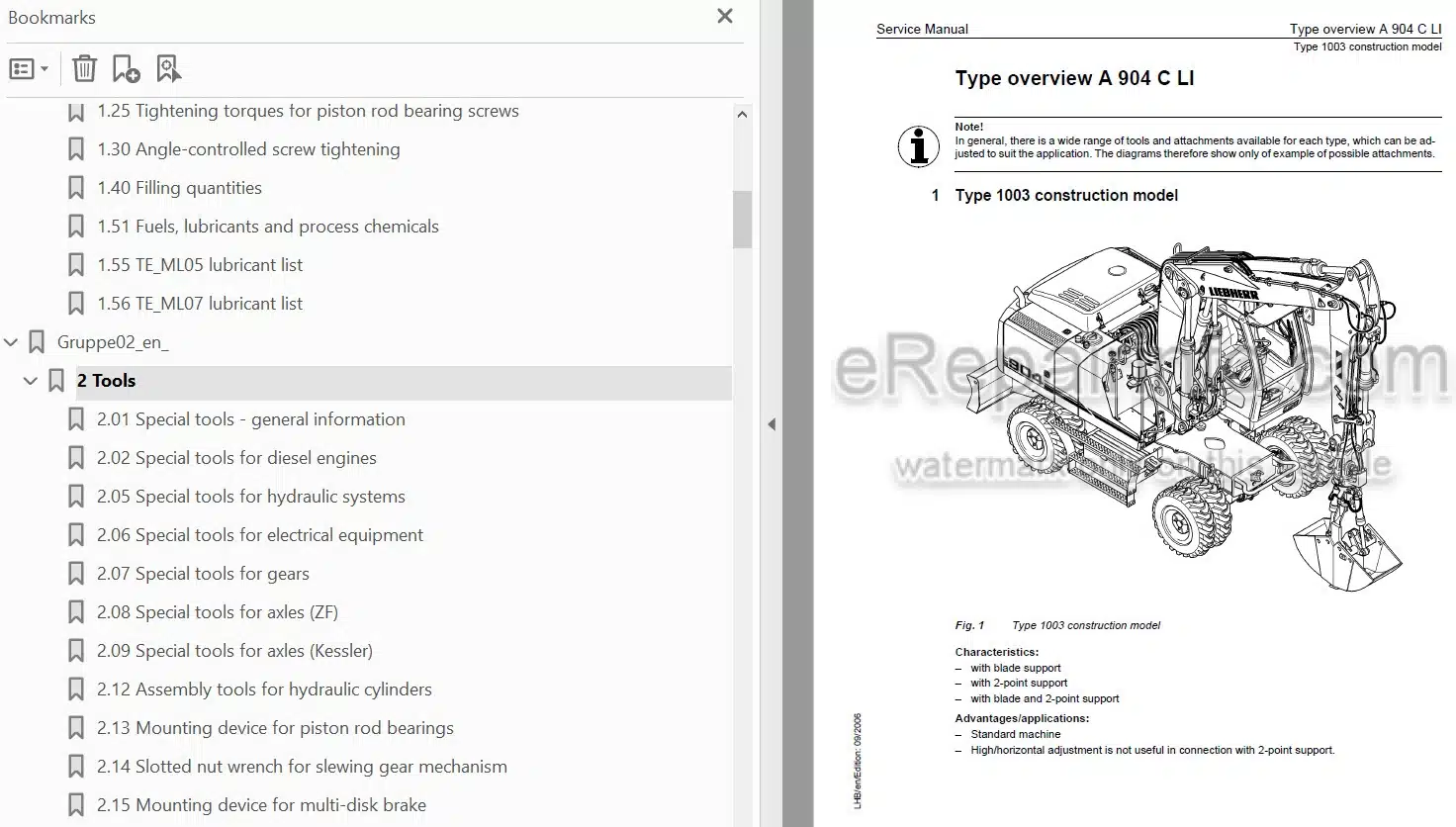 Photo 3 - Liebherr A900C A904C A914C A924C Litronic EDC Service Manual Hydraulic Excavator