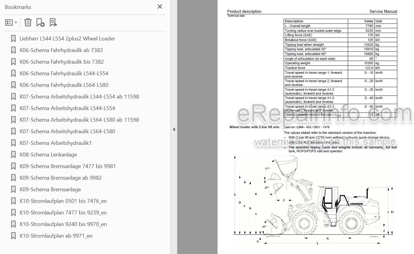 Photo 4 - Liebherr L544 L554 2PLUS2 Service Manual Wheel Loader