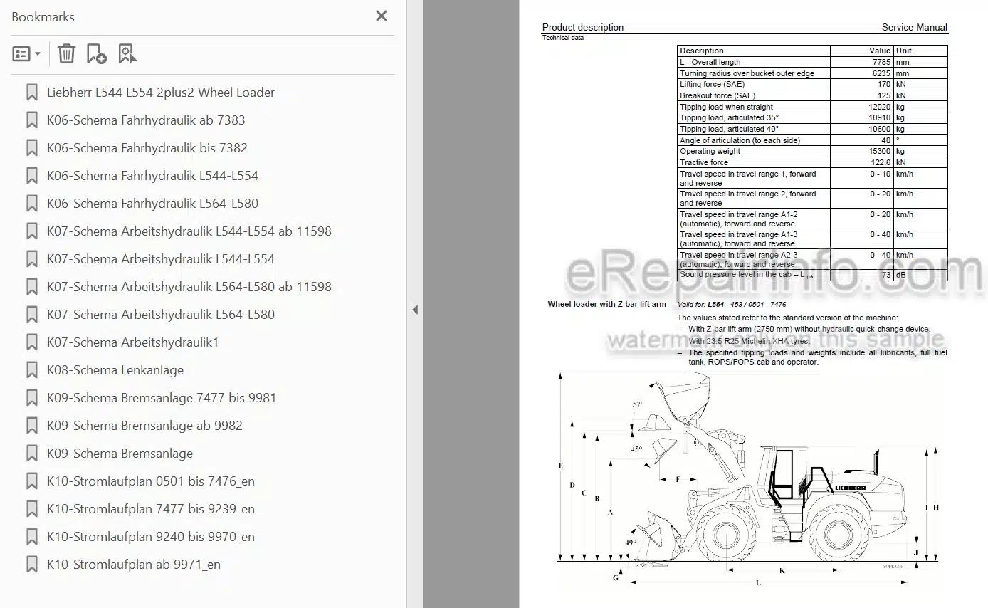 Photo 4 - Liebherr L544 L554 2PLUS2 Service Manual Wheel Loader