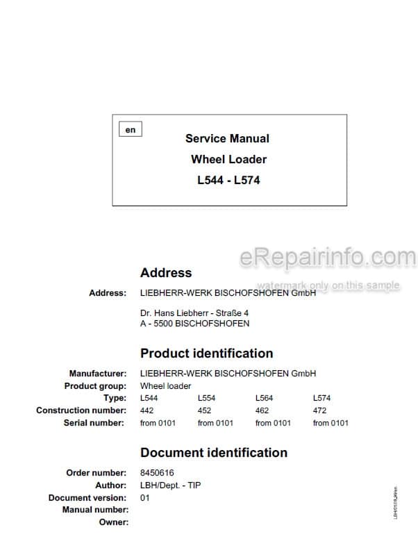 Photo 5 - Liebherr L544 L554 L564 L574 Service Manual Wheel Loader