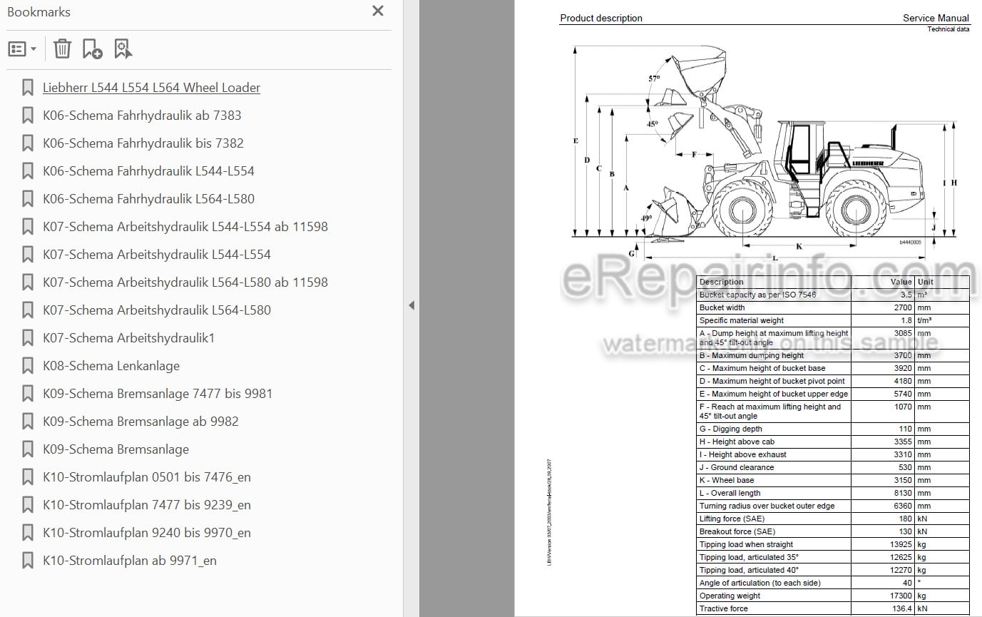 Photo 4 - Liebherr L544 L554 L564 L574 L580 2PLUS2 Service Manual Wheel Loader