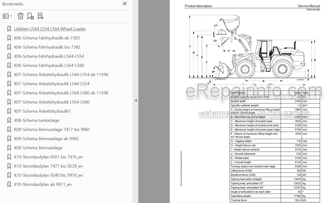 Photo 4 - Liebherr L544 L554 L564 L574 L580 2PLUS2 Service Manual Wheel Loader