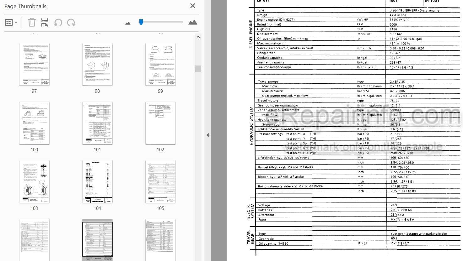 Photo 4 - Liebherr LR611 LR621 LR631 LR641 Service Manual Crawler Loader