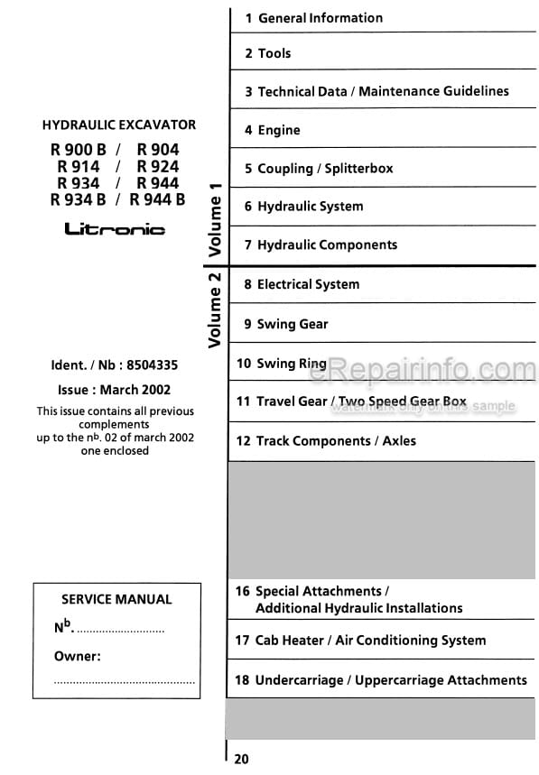 Photo 5 - Liebherr R900B R914 R934 R934B R904 R924 R944 R944B Litronic Service Manual Hydraulic Excavator